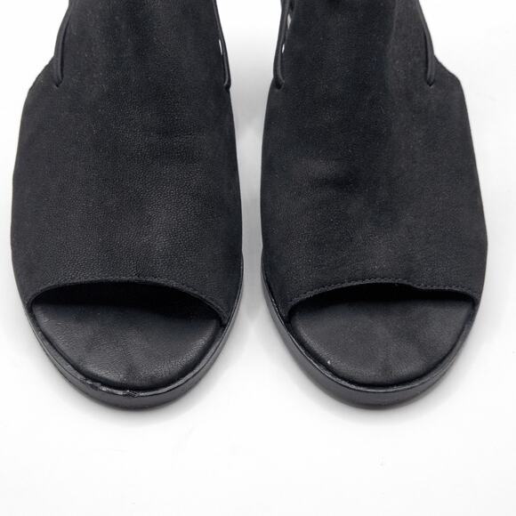 Eileen Fisher Black Suede Block Heel Sandals Size 7 Minimalist Quiet Luxury - Picture 3 of 6